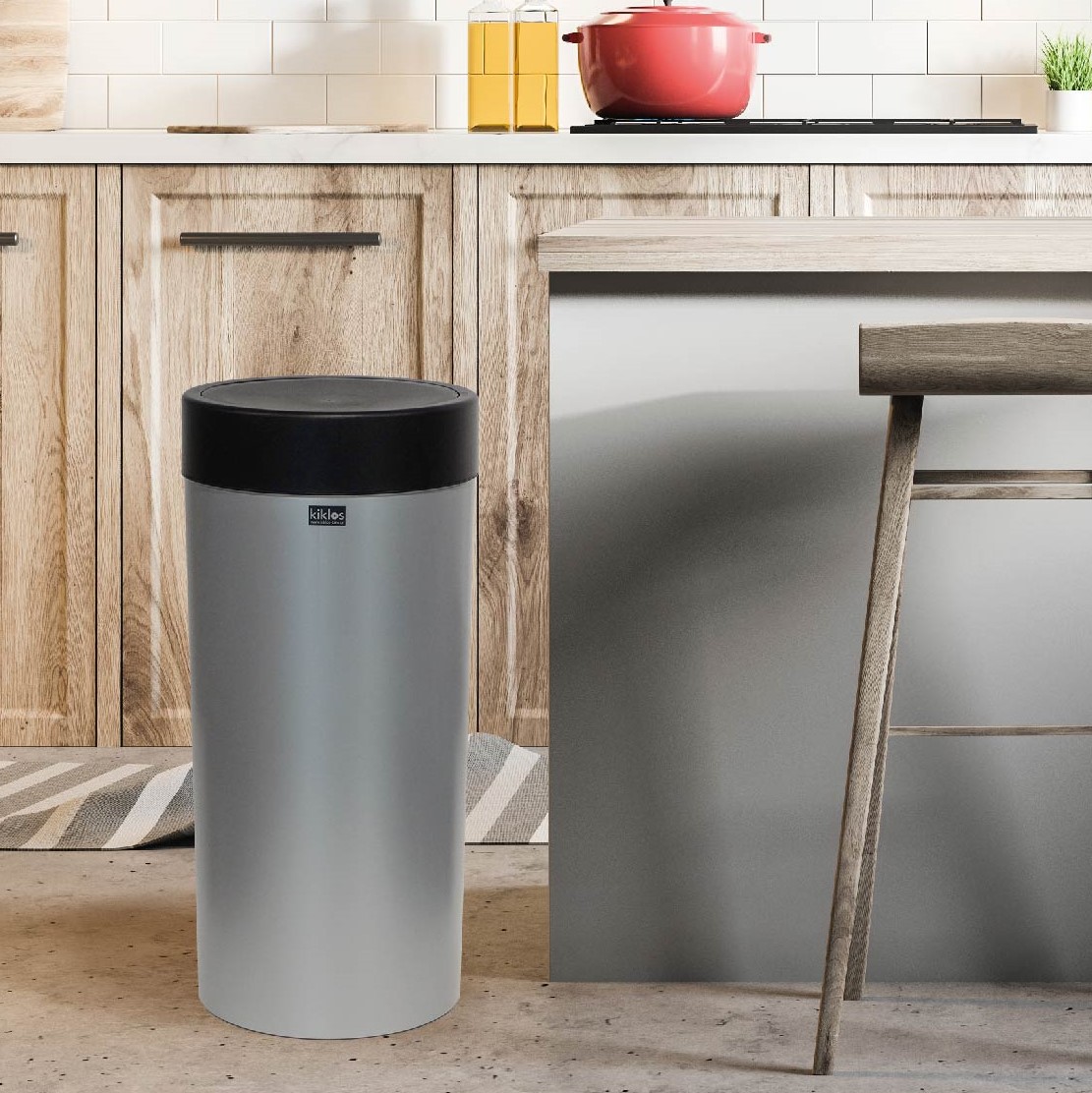 330_7_1185683950 Κάδος απορριμμάτων DECO με inox υφή και παλλόμενο καπάκι