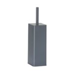 PLASTIC SQUARE TOILET BRUSH TITANIUM GREY WITH HOLDER